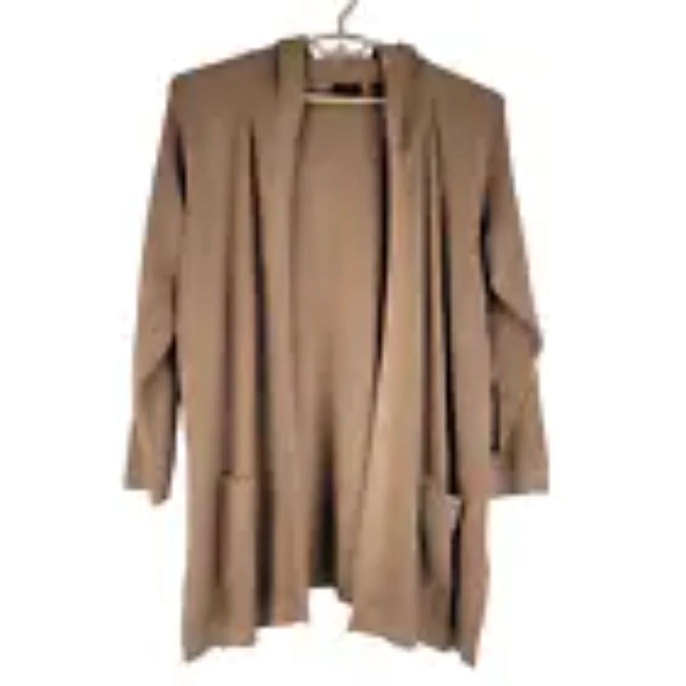 Cyrus Hooded Knit Open Cardigan Sweater Tan Pockets Womens size 3X NWT $110